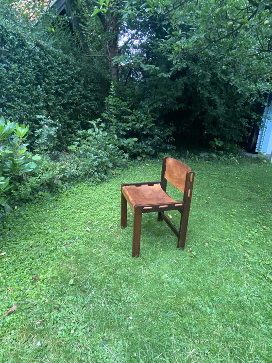 Image 1 of 4x Vintage leather dining chairs