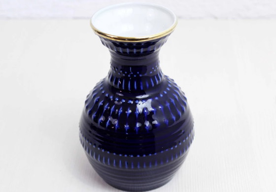 Image 1 of Vintage blue vase BAY KERAMIK West German pottery from the 1960s, Fat Lava era