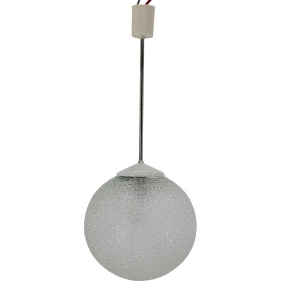 Image 1 of Vintage glass, metal and plastic pendant lamp, Czechoslovakia 1960