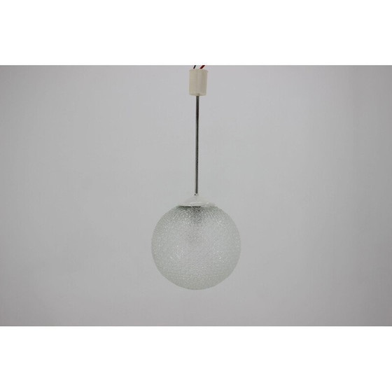 Image 1 of Vintage glass, metal and plastic pendant lamp, Czechoslovakia 1960