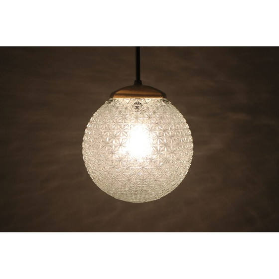 Image 1 of Vintage glass, metal and plastic pendant lamp, Czechoslovakia 1960
