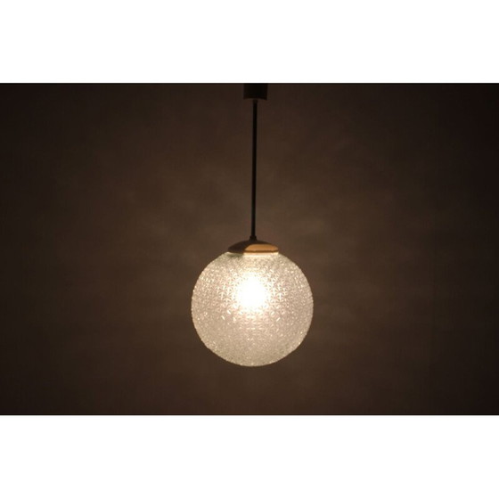 Image 1 of Vintage glass, metal and plastic pendant lamp, Czechoslovakia 1960