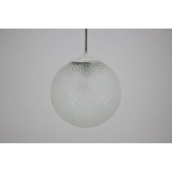 Image 1 of Vintage glass, metal and plastic pendant lamp, Czechoslovakia 1960