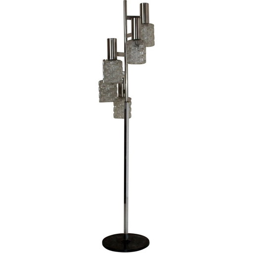 Vintage italian iron and glass floor lamp, 1960s