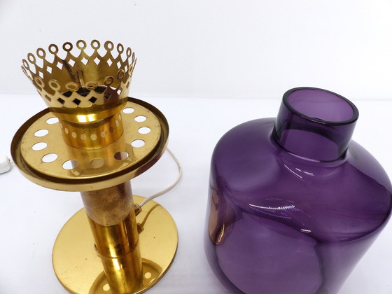 Image 1 of Scandinavian Lamp Hans-Agne Jakobsson Brass And Glass Violet B 102