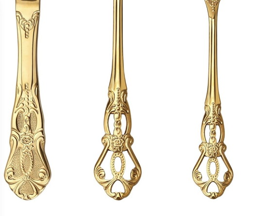 Image 1 of Royal Retro Golden Flatware Set, Stainless Steel Flatware Set