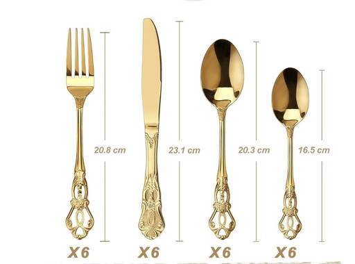 Royal Retro Golden Flatware Set, Stainless Steel Flatware Set