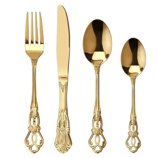 Royal Retro Golden Flatware Set, Stainless Steel Flatware Set