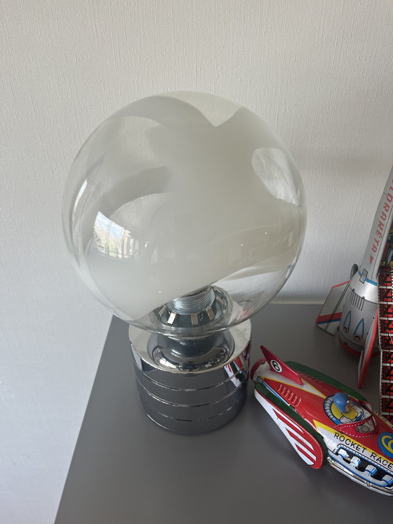 Image 1 of Large Vintage Space Age Table Lamp, Chrome, Glass