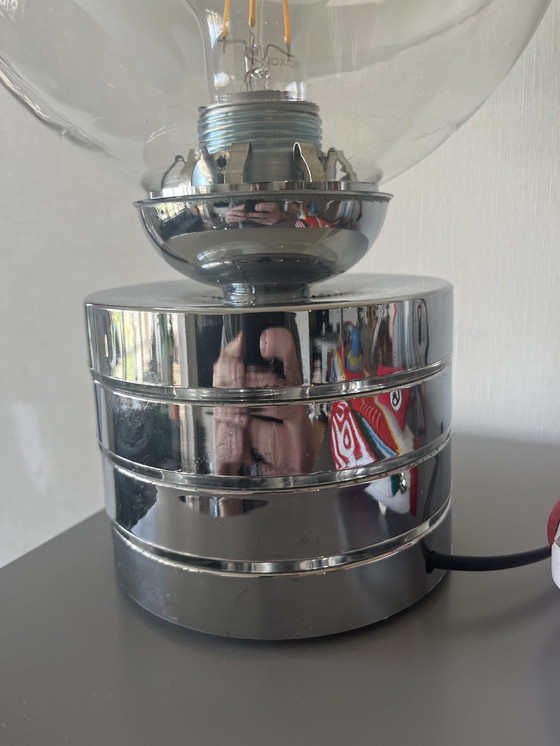 Image 1 of Large Vintage Space Age Table Lamp, Chrome, Glass