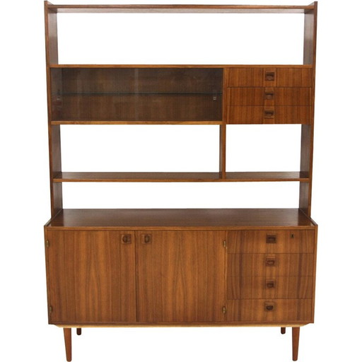 Cómoda vintage de teca y cristal, Suecia, 1960