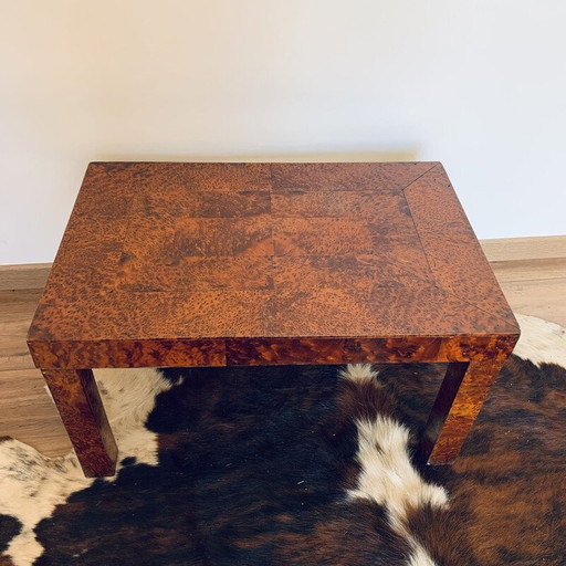 Vintage rectangular coffee table in burr cedar, 1960s