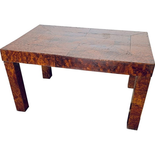 Vintage rectangular coffee table in burr cedar, 1960s