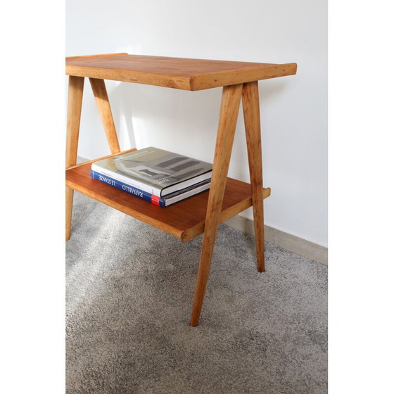 Image 1 of Vintage beech wood side table, Italy 1950s
