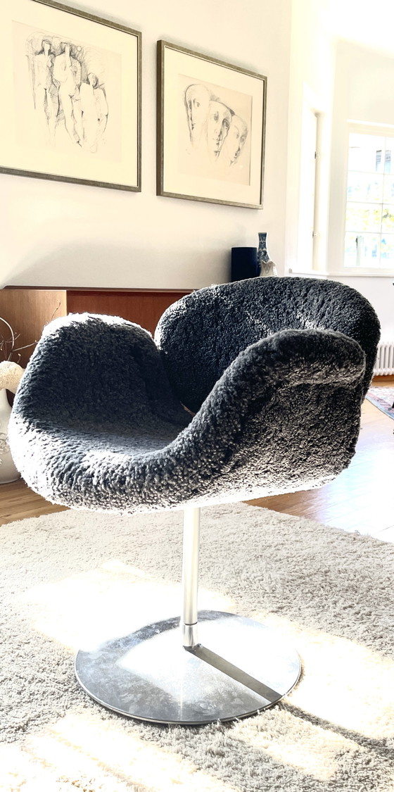 Image 1 of Artifort Little tulip Pierre Paulin chair peau d'agneau anthracite