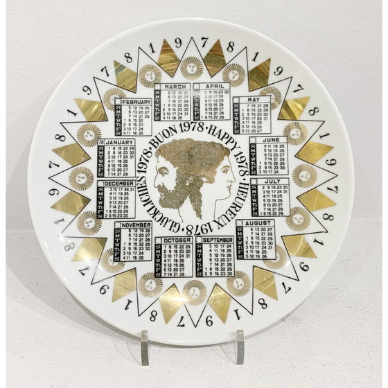 Image 1 of Vintage porcelain calendar plate by Piero Fornasetti, 1978
