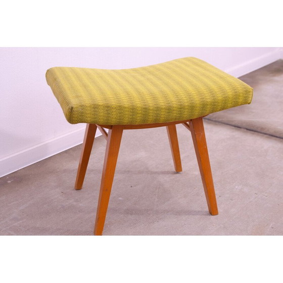 Image 1 of Vintage footstool in beech wood and faux leather for Západoslovenské nábytkárské Závody, Czechoslovakia 1970