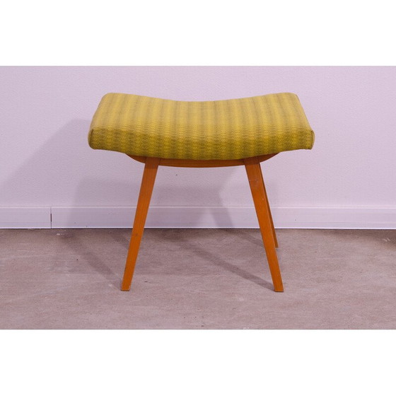 Image 1 of Vintage footstool in beech wood and faux leather for Západoslovenské nábytkárské Závody, Czechoslovakia 1970
