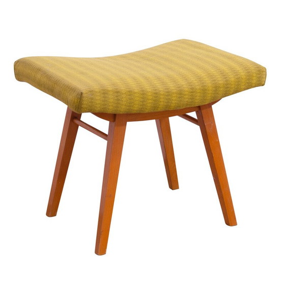 Image 1 of Vintage footstool in beech wood and faux leather for Západoslovenské nábytkárské Závody, Czechoslovakia 1970