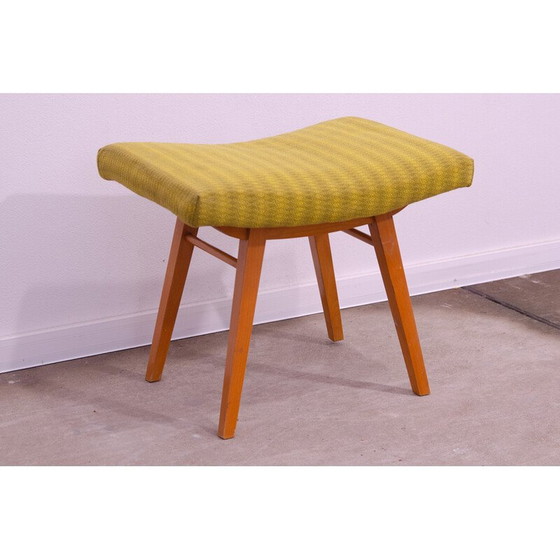 Image 1 of Vintage footstool in beech wood and faux leather for Západoslovenské nábytkárské Závody, Czechoslovakia 1970