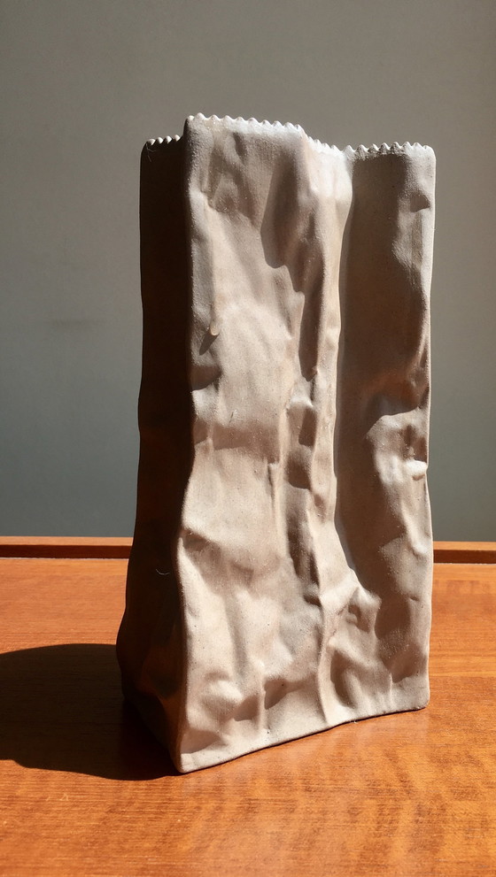 Image 1 of Paper Bag Vase Design By Tapio Wirkkala For Rosenthal Ceramics From The 1970S