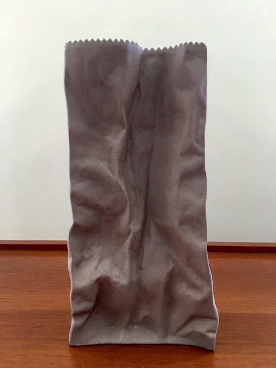 Image 1 of Paper Bag Vase Design By Tapio Wirkkala For Rosenthal Ceramics From The 1970S