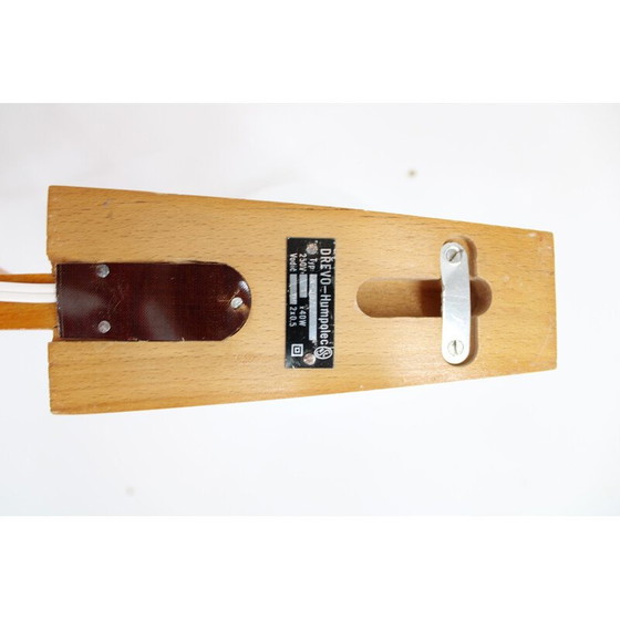 Image 1 of Pair of vintage wooden wall lamps with glass shades by Drevo Humpolec, Czechoslovakia 1960