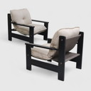 Vintage Armchair 1970s - Black Beige