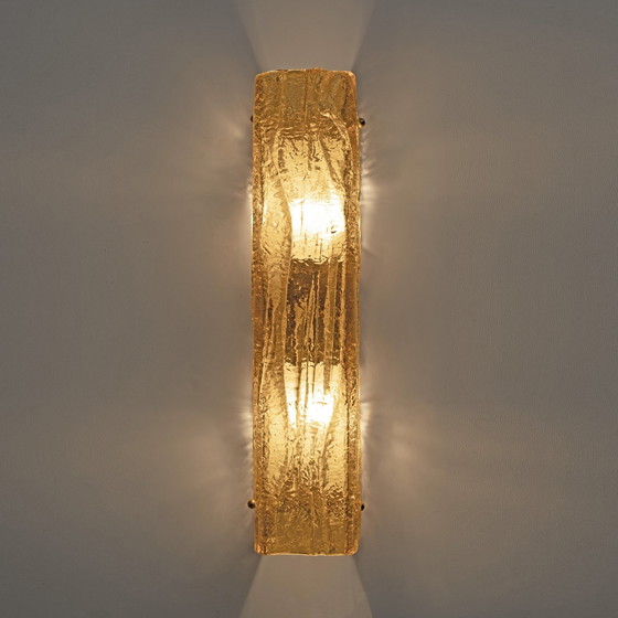 Image 1 of Pair Of Mazzega-Style Gold Yellow Murano Glass Sconces