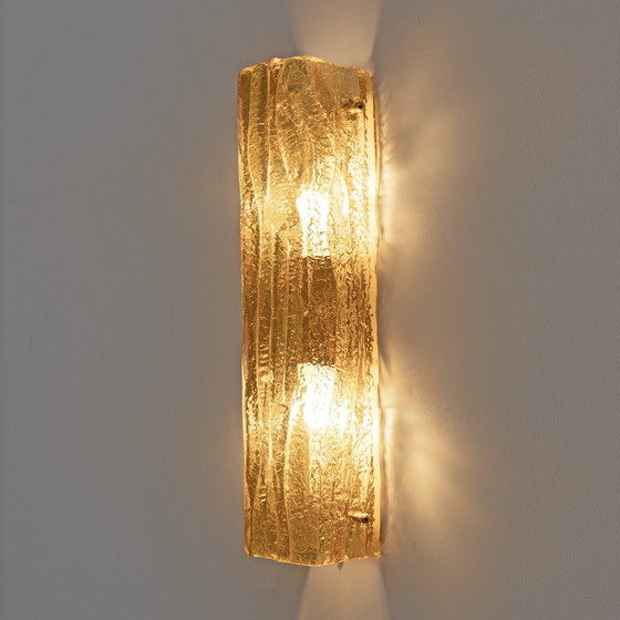 Image 1 of Pair Of Mazzega-Style Gold Yellow Murano Glass Sconces