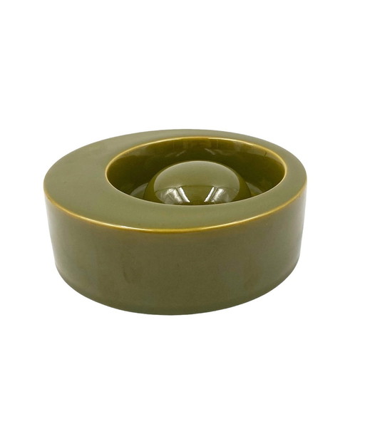 Mid-Century Green Ceramic Ashtray, Sicart Italy 1969