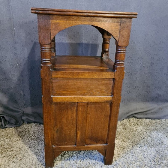 Image 1 of Vintage oak and white marble sideboard, 1950s