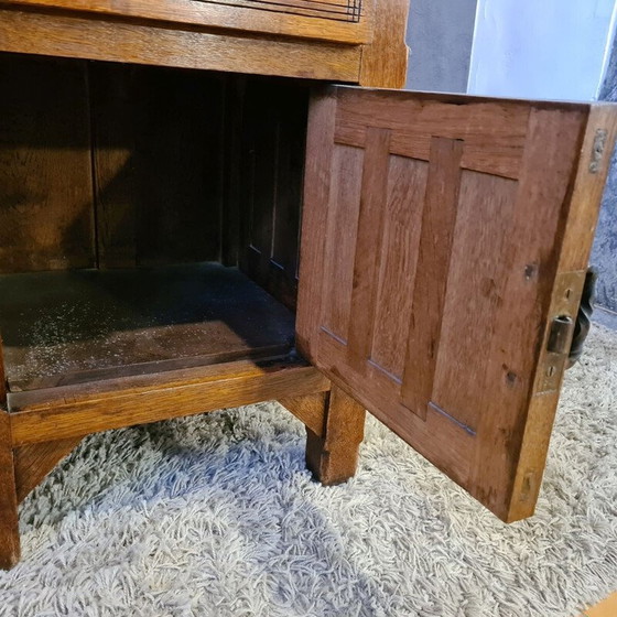 Image 1 of Vintage oak and white marble sideboard, 1950s