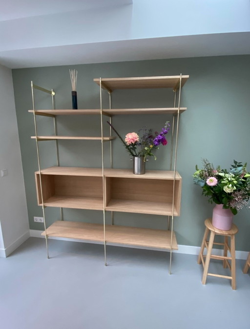 Bolia Rod Oak And Brass Wall Cabinet