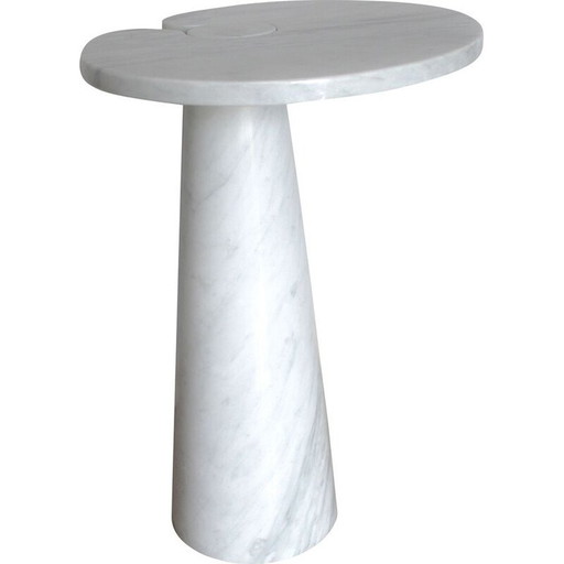Vintage side table in Italian whithe Carrara marble by Angelo Mangiarotti, Italy 1970s