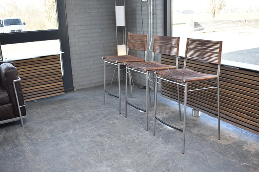 Beautiful Set (3) Miss B Tito Agnoli for Bonacina Bar Chairs