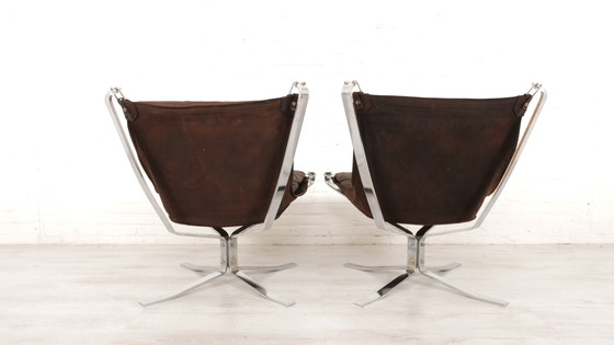 Image 1 of 2 X Vintage Armchair | Falcon | Sigurd Ressell | Leather