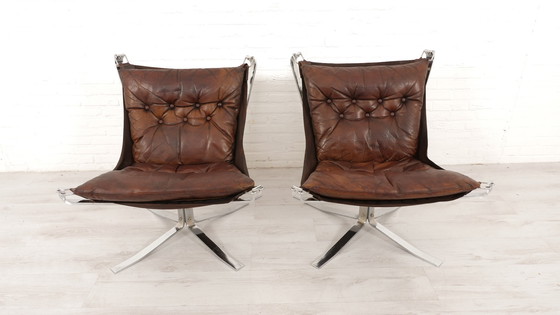 Image 1 of 2 X Vintage Armchair | Falcon | Sigurd Ressell | Leather