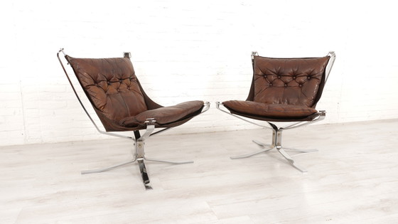 Image 1 of 2 X Vintage Armchair | Falcon | Sigurd Ressell | Leather