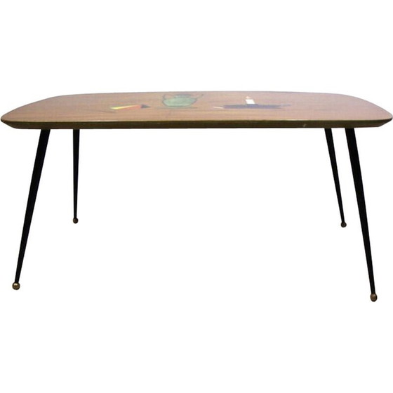 Image 1 of Tavolino da caffè italiano d'epoca in legno laccato policromo, 1950