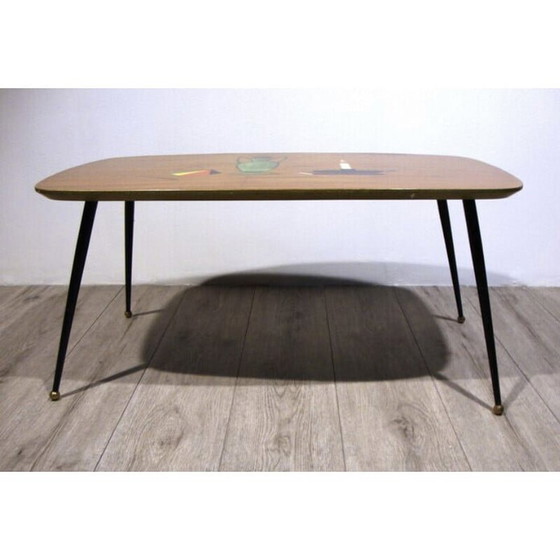 Image 1 of Tavolino da caffè italiano d'epoca in legno laccato policromo, 1950