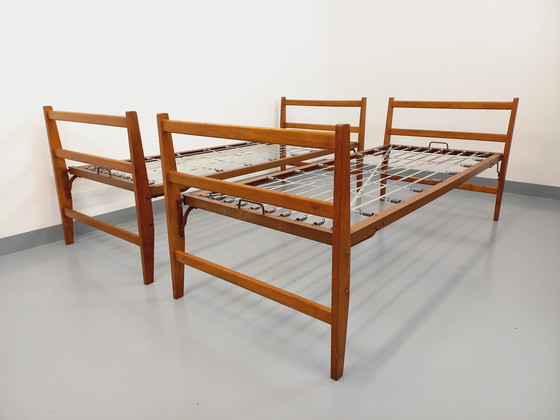 Image 1 of Pair Of Vintage Oak And Metal Daybeds From The 60s