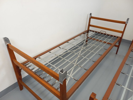 Image 1 of Pair Of Vintage Oak And Metal Daybeds From The 60s