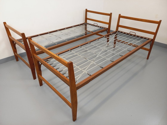 Image 1 of Pair Of Vintage Oak And Metal Daybeds From The 60s