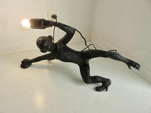 Pair Of Large Black Resin "Monkey" Wall Lights