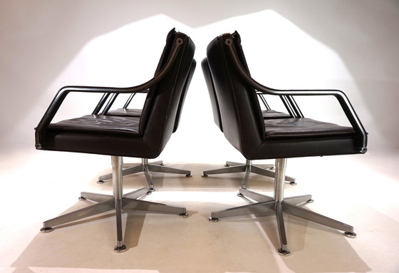 Image 1 of Art Collection Set Of 4 Leather Office Chairs By Rudolf Berndt Glatzel For W. Knoll