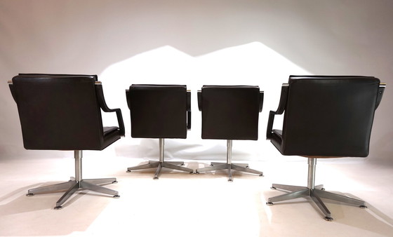 Image 1 of Art Collection Set Of 4 Leather Office Chairs By Rudolf Berndt Glatzel For W. Knoll