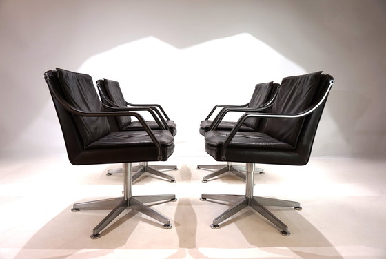 Image 1 of Art Collection Set Of 4 Leather Office Chairs By Rudolf Berndt Glatzel For W. Knoll