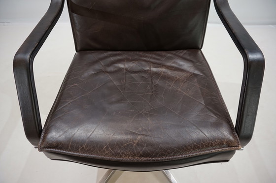 Image 1 of Art Collection Set Of 4 Leather Office Chairs By Rudolf Berndt Glatzel For W. Knoll