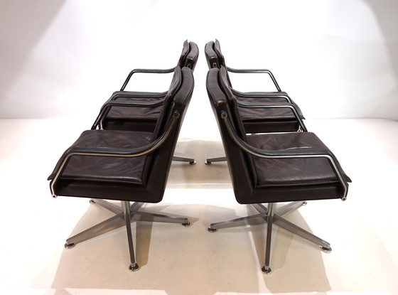 Image 1 of Art Collection Set Of 4 Leather Office Chairs By Rudolf Berndt Glatzel For W. Knoll